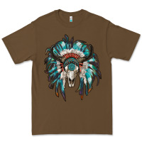 Cacao indian headdress with bull skull Premium Tee - RanaPortraitStore