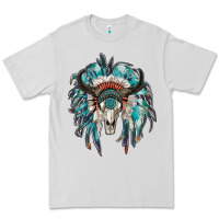 Dove Grey indian headdress with bull skull Premium Tee - RanaPortraitStore