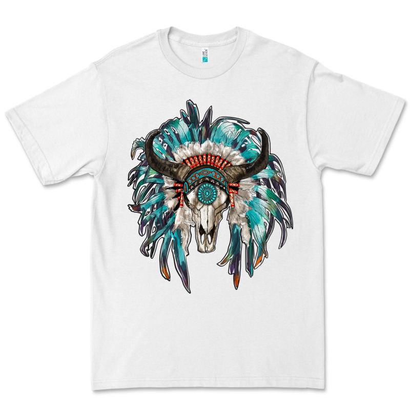 Indian Headdress With Bull Skull Premium Tee by RanaPortraitStore | Teevron