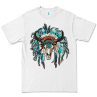 White indian headdress with bull skull Premium Tee - RanaPortraitStore