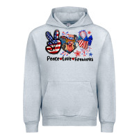 Heather Grey Peace love fireworks 4th of july Urban Hoodie - CowGirlArtShop