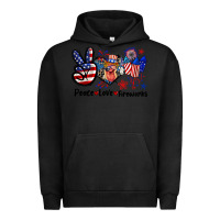 Pigment Black Peace love fireworks 4th of july Urban Hoodie - CowGirlArtShop
