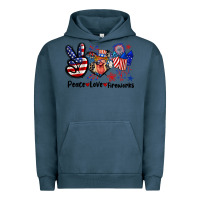 Pigment Midnight Navy Peace love fireworks 4th of july Urban Hoodie - CowGirlArtShop