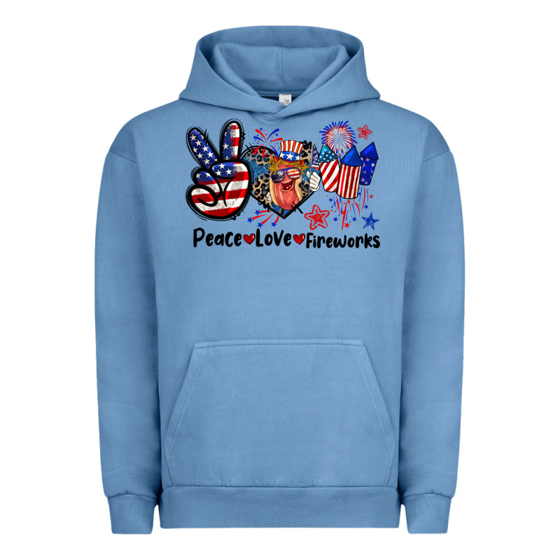 Peace Love Fireworks 4th Of July Urban Hoodie by CowGirlArtShop | Teevron