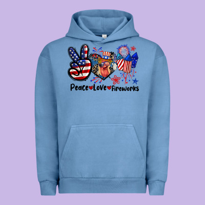 Peace Love Fireworks 4th Of July Urban Hoodie Designed By Cowgirlartshop