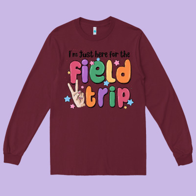 I'm Just Here For The Field Trip Long Sleeve Tee Designed By Maliassmallbusiness