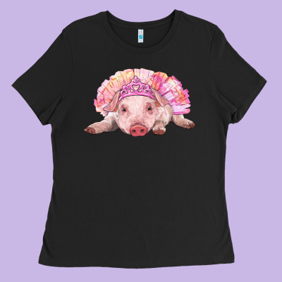 Balerina Baby Pig With Tutu Ladies Tee Designed By Ranaportraitstore