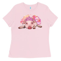 Bubblegum Pink Balerina Baby Pig With Tutu Ladies Tee - RanaPortraitStore