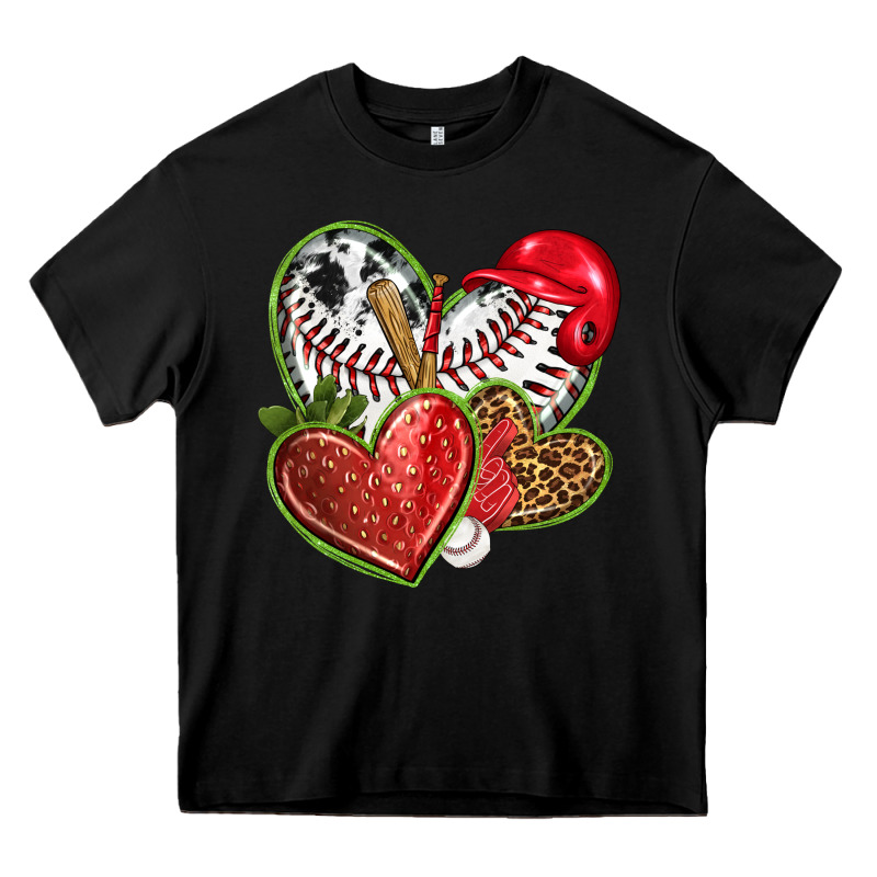 Baseball With Strawberry Hearts Heavy Core Tee by texasbilliewilder | Teevron