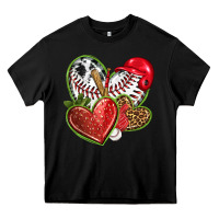 Black baseball with strawberry hearts Heavy Core Tee - texasbilliewilder