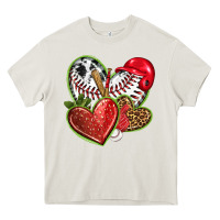 Cream baseball with strawberry hearts Heavy Core Tee - texasbilliewilder