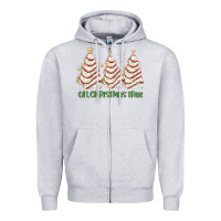 Heather Grey oh christmas tree cake Zipper Hoodie - MaliasSmallBusiness