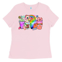 Bubblegum Pink unicorn coffee cups Ladies Tee - Zillion Design Studio