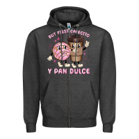 Charcoal Heather but first cafecito y pan dulce Zipper Hoodie - MaliasSmallBusiness