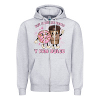 Heather Grey but first cafecito y pan dulce Zipper Hoodie - MaliasSmallBusiness