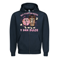 Navy but first cafecito y pan dulce Zipper Hoodie - MaliasSmallBusiness