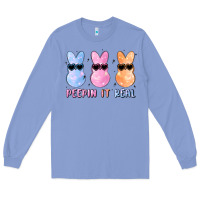 Colony Blue peepin it real easter glitter Long Sleeve Tee - MaliasSmallBusiness