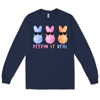 Navy peepin it real easter glitter Long Sleeve Tee - MaliasSmallBusiness