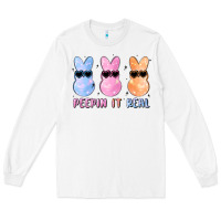 White peepin it real easter glitter Long Sleeve Tee - MaliasSmallBusiness