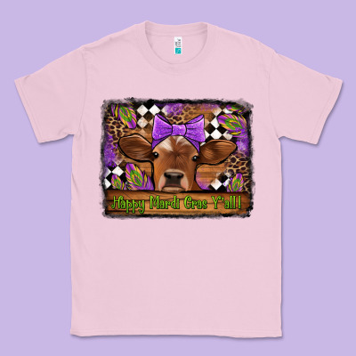 Happy Mardi Gras Y'all Cow Classic Tee Designed By Jasminsmagicworld