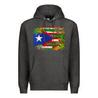 Charcoal Heather Mexico and Puerto Rico flag Premium Hoodie - texasbilliewilder