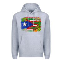 Heather Grey Mexico and Puerto Rico flag Premium Hoodie - texasbilliewilder
