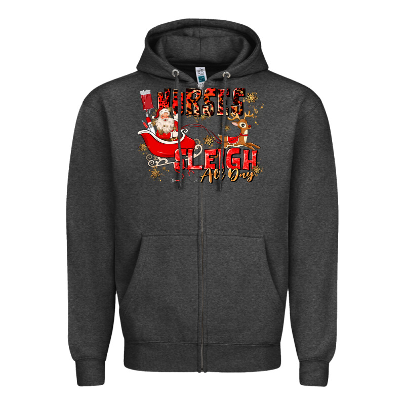 Nurses Sleigh All Day Zipper Hoodie by MaliasSmallBusiness | Teevron