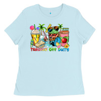 Teacher Off Duty Coffee Cups Ladies Tee | Teevron
