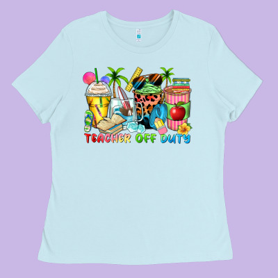 Teacher Off Duty Coffee Cups Ladies Tee Designed By Zillion Design Studio