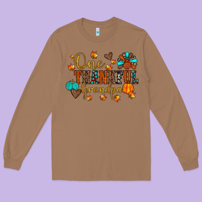 One Thankful Grandpa Long Sleeve Tee Designed By Jahusdesignshop