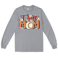 Heather Grey t ball mom Long Sleeve Tee - MaliasSmallBusiness