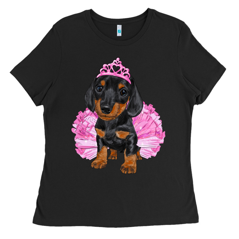 Balerina Dachshund With Tutu Ladies Tee by RanaPortraitStore | Teevron
