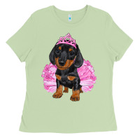 Matcha Balerina Dachshund With Tutu Ladies Tee - RanaPortraitStore