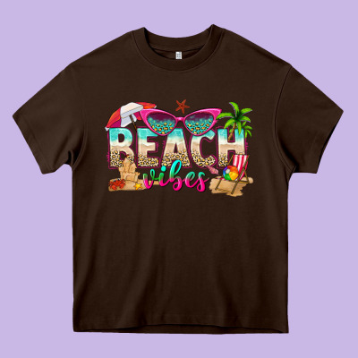 Beach Vibes Heavy Core Tee Designed By Texasbilliewilder
