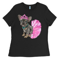 Balerina French Bulldog With Tutu Ladies Tee | Teevron