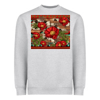 Heather Grey red flower and cactus with cowhide and aztec Heavyweight Sweatshirt - Artiststas