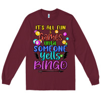 Burgundy bingo Long Sleeve Tee - MaliasSmallBusiness