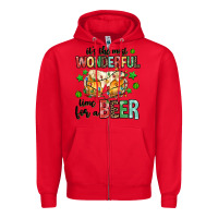 Red its the most wonderful time for a year Zipper Hoodie - MaliasSmallBusiness