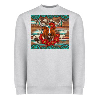Heather Grey longhorn with gemstone Heavyweight Sweatshirt - Artiststas