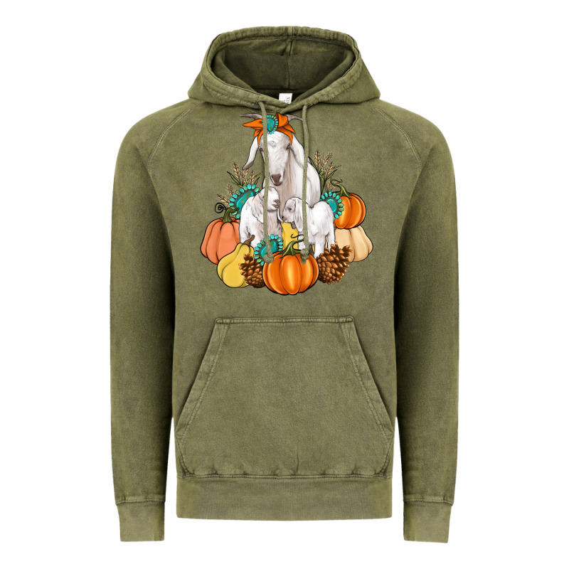 Goat Family Fall Pumpkins Gemstone Vintage Hoodie by Artiststas | Teevron