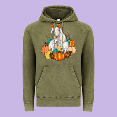 Goat Family Fall Pumpkins Gemstone Vintage Hoodie Designed By Artiststas