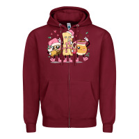 Burgundy mexican christmas pan dulce cartoon characters Zipper Hoodie - MaliasSmallBusiness