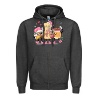 Charcoal Heather mexican christmas pan dulce cartoon characters Zipper Hoodie - MaliasSmallBusiness