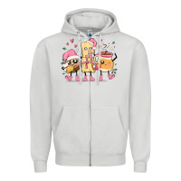 Dove Grey mexican christmas pan dulce cartoon characters Zipper Hoodie - MaliasSmallBusiness