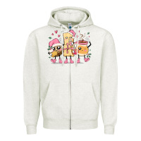 Oatmeal Heather mexican christmas pan dulce cartoon characters Zipper Hoodie - MaliasSmallBusiness