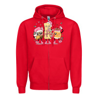 Red mexican christmas pan dulce cartoon characters Zipper Hoodie - MaliasSmallBusiness