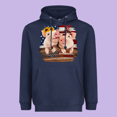 Cute Couple American Pigs Heavyweight Hoodie Designed By Bettercallsaul