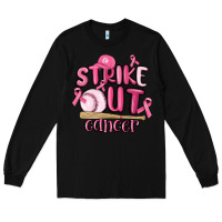Black strike out cancer baseball Long Sleeve Tee - MaliasSmallBusiness