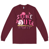 Burgundy strike out cancer baseball Long Sleeve Tee - MaliasSmallBusiness
