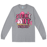 Heather Grey strike out cancer baseball Long Sleeve Tee - MaliasSmallBusiness